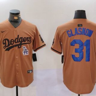 Men's Los Angeles Dodgers #31 Tyler Glasnow Brown Cool Base Stitched Baseball Jersey