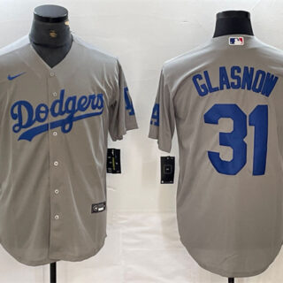 Men's Los Angeles Dodgers #31 Tyler Glasnow Grey Cool Base Stitched Baseball Jersey S