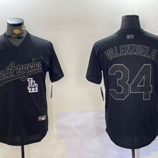 Men's Los Angeles Dodgers #34 Black Cool Base Stitched Baseball Jerseys