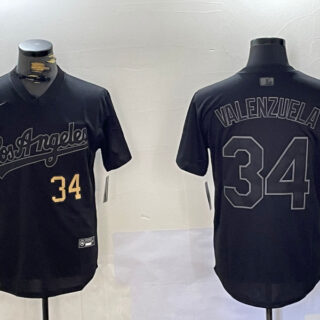 Men's Los Angeles Dodgers #34 Black Cool Base Stitched Baseball Jerseys