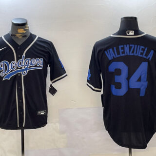 Men's Los Angeles Dodgers #34 Toro Valenzuela Black 2024 World Series Cool Base Stitched Baseball Jerseys