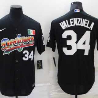 Men's Los Angeles Dodgers #34 Toro Valenzuela Black Stitched Baseball Jersey