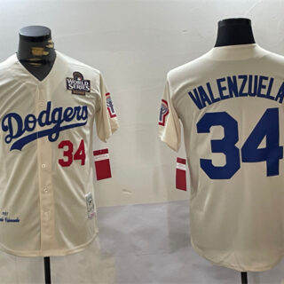 Men's Los Angeles Dodgers #34 Toro Valenzuela Cream 1981 Cooperstown Stitched Baseball Jersey