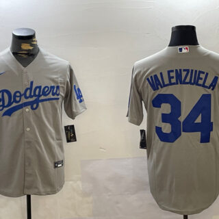 Men's Los Angeles Dodgers #34 Toro Valenzuela Grey Cool Base Stitched Baseball Jerseys