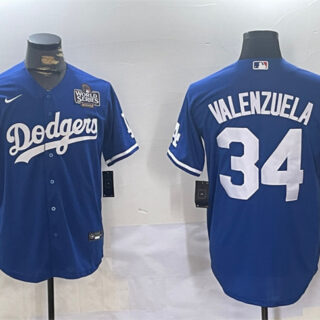 Men's Los Angeles Dodgers #34 Toro Valenzuela Royal 2024 World Series Cool Base Stitched Baseball Jersey