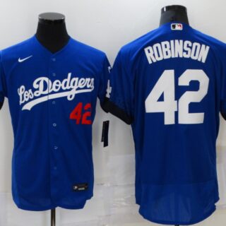 Men's Los Angeles Dodgers #42 Jackie Robinson Blue 2021 City Connect Flex Base Stitched Jersey