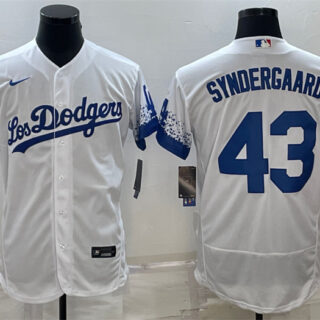 Men's Los Angeles Dodgers #43 Noah Syndergaard White City Connect Flex Base Stitched Baseball Jersey