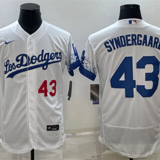 Men's Los Angeles Dodgers #43 Noah Syndergaard White City Connect Flex Base Stitched Baseball JerseyS