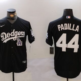 Men's Los Angeles Dodgers #44 Vicente Padilla Black Cool Base Stitched Baseball Jerseys