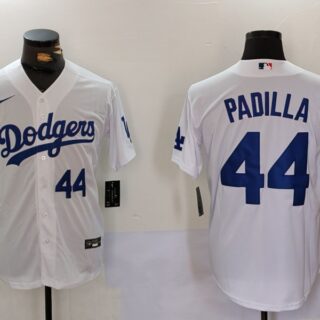 Men's Los Angeles Dodgers #44 Vicente Padilla White Cool Base Stitched Baseball Jerseys