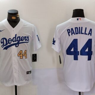 Men's Los Angeles Dodgers #44 Vicente Padilla White Cool Base Stitched Baseball Jerseys