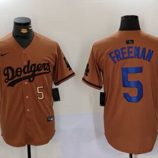 Men's Los Angeles Dodgers #5 5 Freddie Freeman Brown Cool Base Stitched Baseball Jerseys