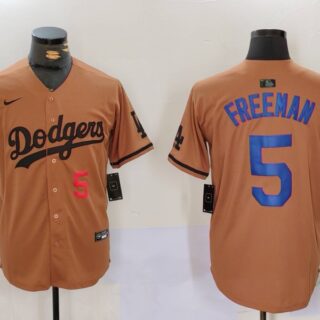 Men's Los Angeles Dodgers #5 5 Freddie Freeman Brown Cool Base Stitched Baseball Jerseys
