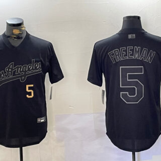 Men's Los Angeles Dodgers #5 Black Cool Base Stitched Baseball Jerseys