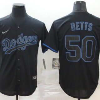 Men's Los Angeles Dodgers #50 Mookie Betts 2020 Black Cool Base Stitched Baseball Jersey