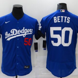 Men's Los Angeles Dodgers #50 Mookie Betts Blue 2021 City Connect Flex Base Stitched Jersey