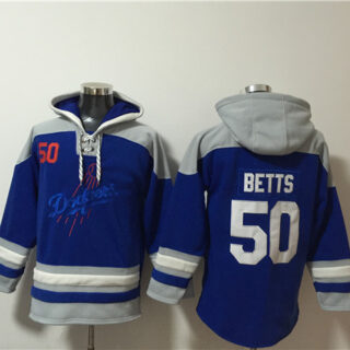 Men's Los Angeles Dodgers #50 Mookie Betts Blue Ageless Must-Have Lace-Up Pullover Hoodie