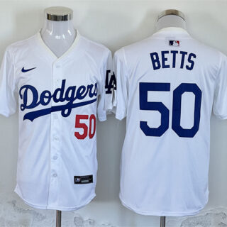 Men's Los Angeles Dodgers #50 Mookie Betts White 2024 Limited Stitched Baseball Jersey