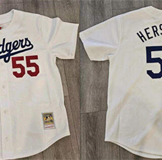 Men's Los Angeles Dodgers #55 Orel Hershiser White 1988 World Series Cool Base Stitched Baseball Jersey