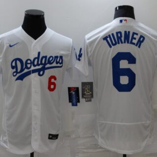 Men's Los Angeles Dodgers #6 Trea Turner White Stitched MLB Flex Base Nike Jersey