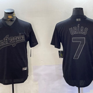 Men's Los Angeles Dodgers #7 Black Cool Base Stitched Baseball Jerseys