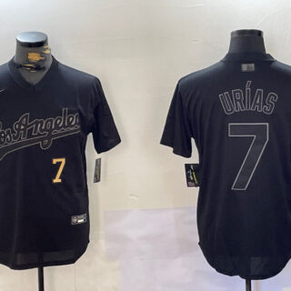 Men's Los Angeles Dodgers #7 Black Cool Base Stitched Baseball Jersey