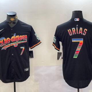 Men's Los Angeles Dodgers #7 Black Mexico California Patch Vapor Premier Limited Stitched Baseball Jerseys