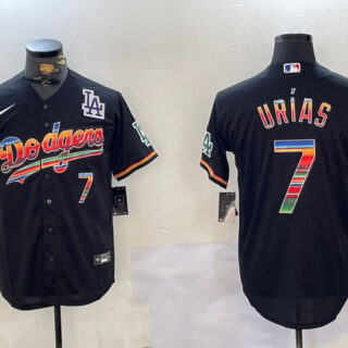 Men's Los Angeles Dodgers #7 Black Mexico California Patch Vapor Premier Limited Stitched Baseball Jersey