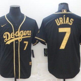 Men's Los Angeles Dodgers #7 Julio Urias Black Gold Stitched MLB Cool Base Nike Jersey
