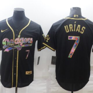 Men's Los Angeles Dodgers #7 Julio Urias Black Golden Stitched Baseball Jersey