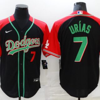 Men's Los Angeles Dodgers #7 Julio Urias Red Black Cool Base Stitched Baseball Jerseys