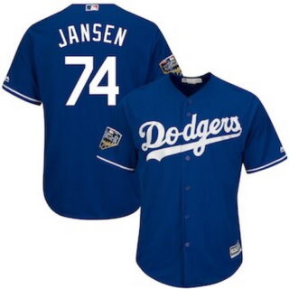 Men's Los Angeles Dodgers #74 Kenley Jansen Majestic Royal 2018 World Series Cool Base Player Jersey