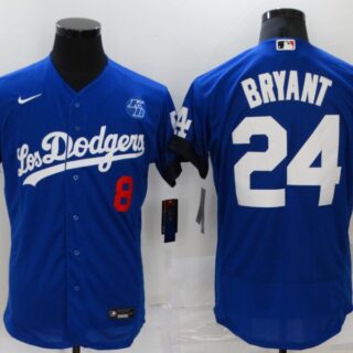 Men's Los Angeles Dodgers #8 #24 Kobe Bryant Blue 2021 City Connect Flex Base Stitched Jersey