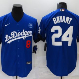 Men's Los Angeles Dodgers #8 #24 Kobe Bryant Blue 2021 City Connect Number Cool Base Stitched Jersey
