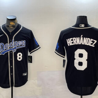 Men's Los Angeles Dodgers #8 Enrique Hernandez Black 2024 World Series Cool Base Stitched Baseball Jerseys