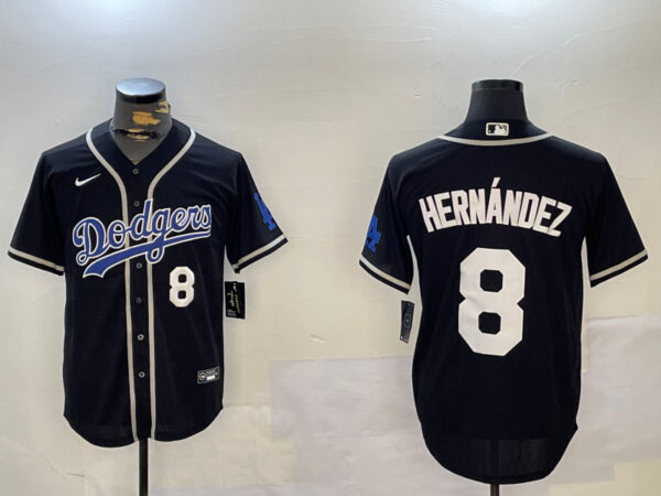 Men's Los Angeles Dodgers #8 Enrique Hernandez Black 2024 World Series Cool Base Stitched Baseball Jerseys