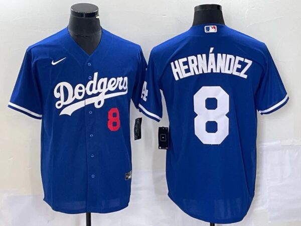 Men's Los Angeles Dodgers #8 Enrique Hernandez Blue Cool Base Stitched Baseball Jersey