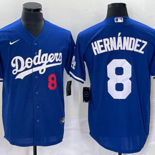 Men's Los Angeles Dodgers #8 Enrique Hernandez Blue Cool Base Stitched Jersey