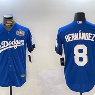 Men's Los Angeles Dodgers #8 Enrique Hernandez Royal 2024 World Series City Connect Cool Base Stitched Baseball Jersey