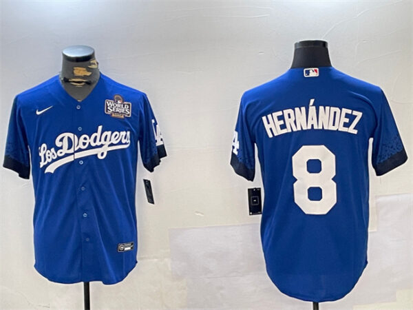 Men's Los Angeles Dodgers #8 Enrique Hernandez Royal 2024 World Series City Connect Cool Base Stitched Baseball Jersey