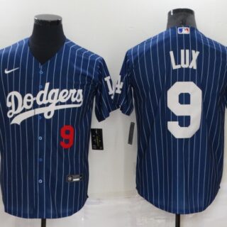 Men's Los Angeles Dodgers #9 Gavin Lux Navy Cool Base Stitched Jersey