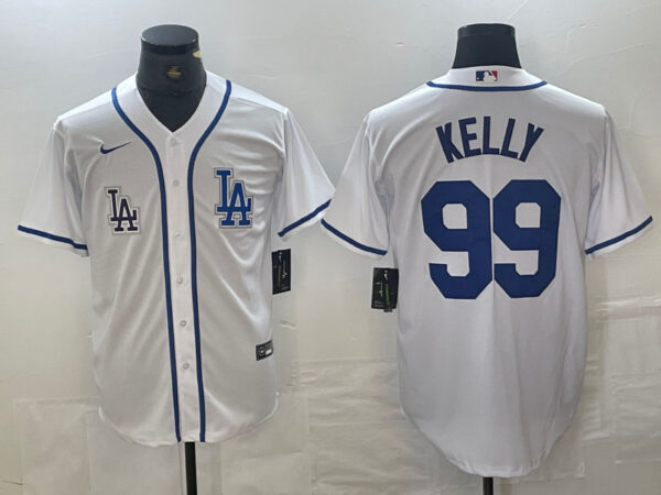 Men's Los Angeles Dodgers #99 Joe Kelly White City Connect Cool Base Stitched Baseball Jersey