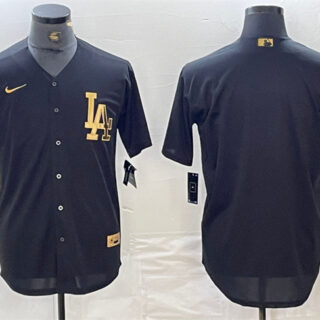 Men's Los Angeles Dodgers Blank Black Cool Base Stitched Baseball Jersey