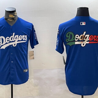 Men's Los Angeles Dodgers Blank Blue 2024 World Series With No. 34 Patch Home Limited Stitched Baseball Jersey(Run Small)