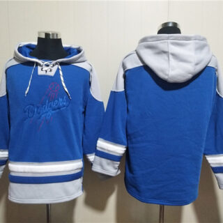 Men's Los Angeles Dodgers Blank Blue Ageless Must-Have Lace-Up Pullover Hoodie