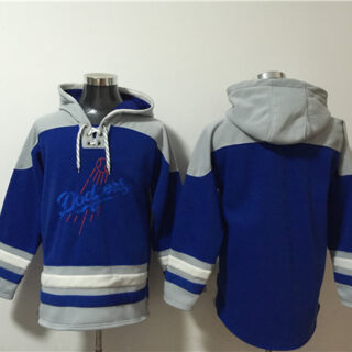 Men's Los Angeles Dodgers Blank Blue Ageless Must-Have Lace-Up Pullover Hoodie