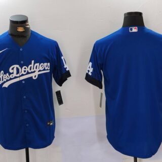 Men's Los Angeles Dodgers Blank Blue City Connect Cool Base Stitched Baseball Jerseys