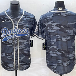 Men's Los Angeles Dodgers Blank Gray Camo Cool Base With Patch Stitched Baseball Jersey