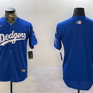 Men's Los Angeles Dodgers Blank Royal 2024 World Series Champions With Fernando Memorial Patch Alternate Limited Stitched Baseball Jersey