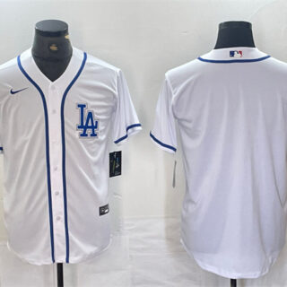 Men's Los Angeles Dodgers Blank White Cool Base Stitched Baseball Jersey
